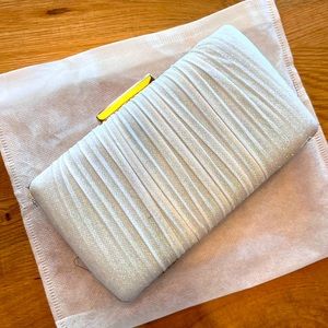 White Shimmer Purse | Optional Gold Strap | New With Tags | Formal Party Clutch